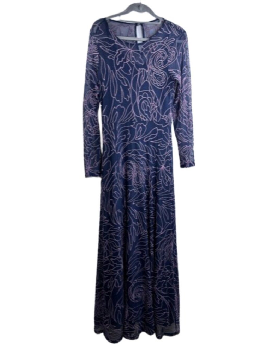 Johnny Was Sumner Panel Mesh Maxi Dress Serena Blue NWT Size M $388 MSRP - Picture 4 of 11
